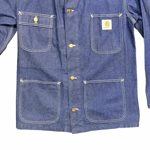 Carhartt Denim Chore Coat Vintage 80s Size 36 8C Union Made USA Jean Jacket - Picture 3 of 12